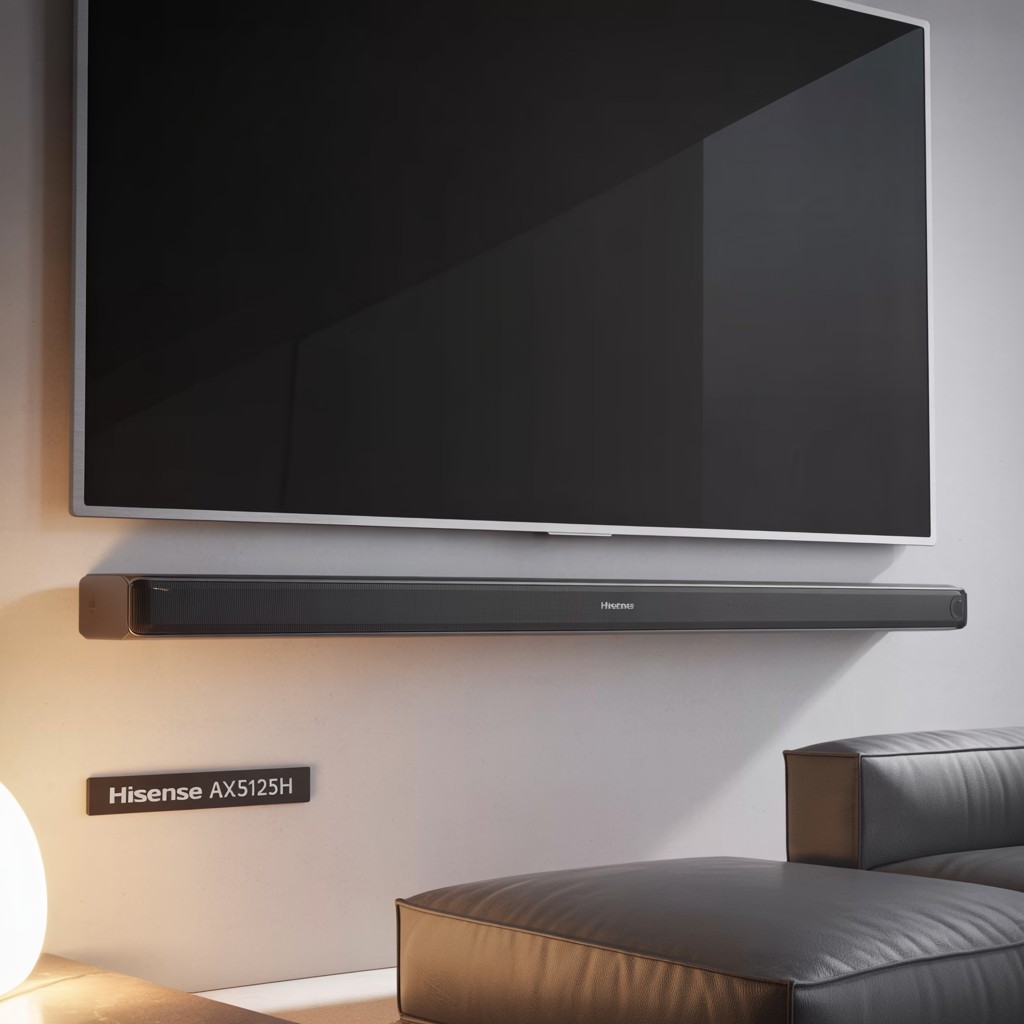 Hisense AX5125H soundbar with subwoofer and rear speakers example