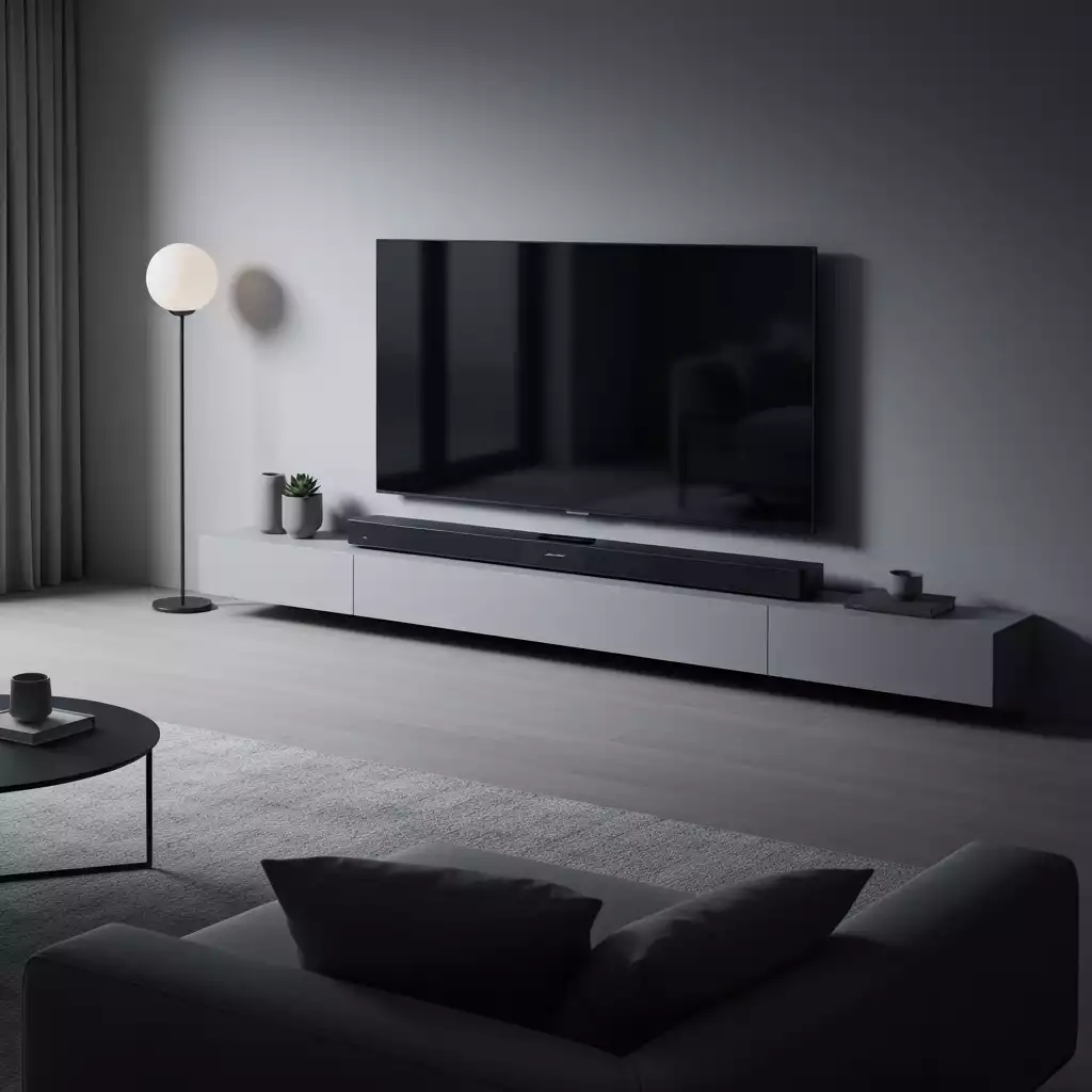 Bose Soundbar connected to TV in a modern living room