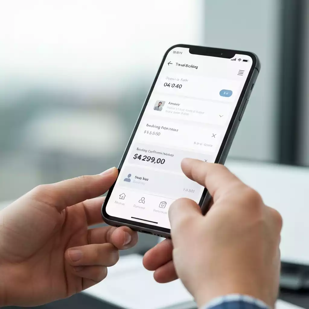 Close-up of hands holding a smartphone displaying the SmartThings app with a Samsung Soundbar in the background