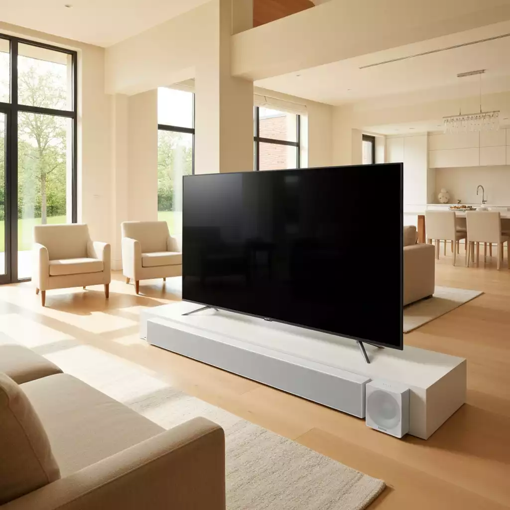 Modern Vizio soundbar in a living room setup